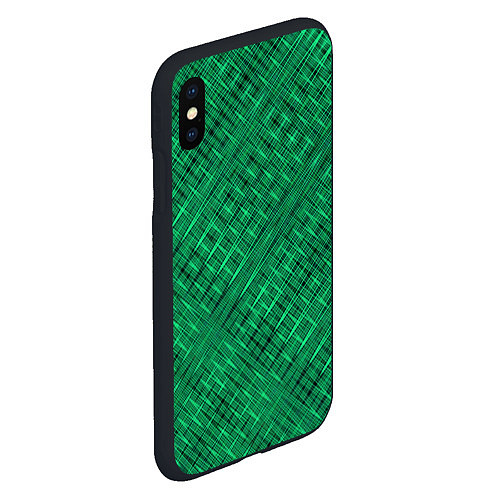 Чехол iPhone XS Max матовый Насыщенный зелёный текстурированный / 3D-Черный – фото 2
