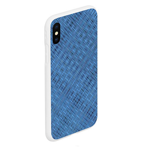 Чехол iPhone XS Max матовый Тёмно-голубой текстурированный / 3D-Белый – фото 2