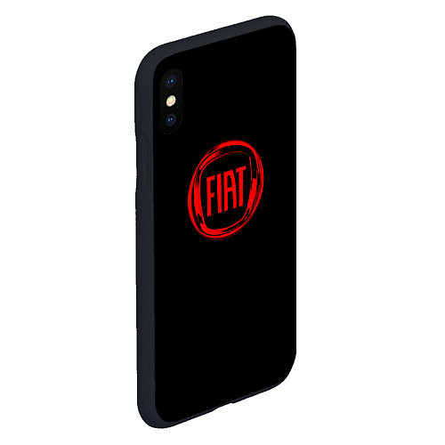 Чехол iPhone XS Max матовый FIAT logo red / 3D-Черный – фото 2