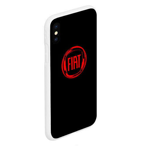 Чехол iPhone XS Max матовый FIAT logo red / 3D-Белый – фото 2