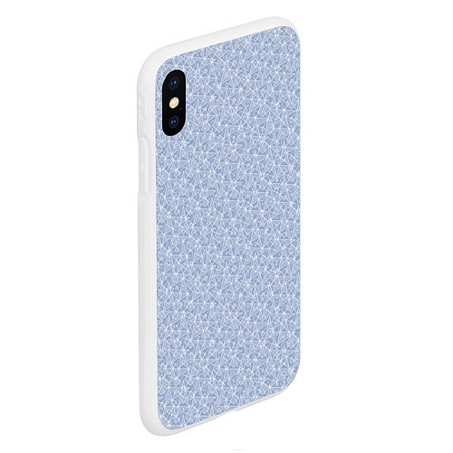 Чехол iPhone XS Max матовый Светлый серо-голубой в мелкий рисунок / 3D-Белый – фото 2