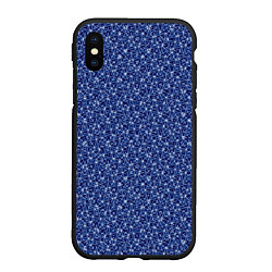 Чехол iPhone XS Max матовый Синий в мелкий рисунок, цвет: 3D-черный