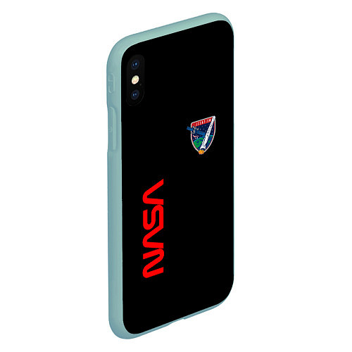 Чехол iPhone XS Max матовый Nasa space logo steel / 3D-Мятный – фото 2