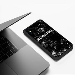 Чехол iPhone XS Max матовый Subaru black ice, цвет: 3D-черный — фото 2