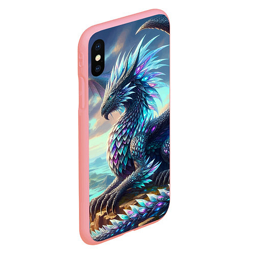 Чехол iPhone XS Max матовый Крылатый сказочный дракон - нейросеть / 3D-Баблгам – фото 2