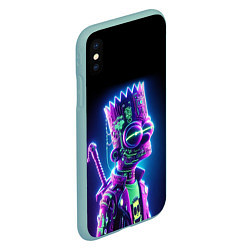 Чехол iPhone XS Max матовый Bart Simpson cyber ninja - neon glow, цвет: 3D-мятный — фото 2