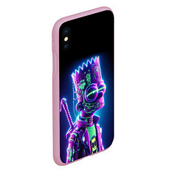 Чехол iPhone XS Max матовый Bart Simpson cyber ninja - neon glow, цвет: 3D-розовый — фото 2