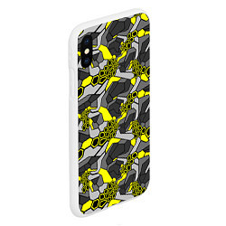 Чехол iPhone XS Max матовый Шестиугольная текстура желтого камуфляжа, цвет: 3D-белый — фото 2