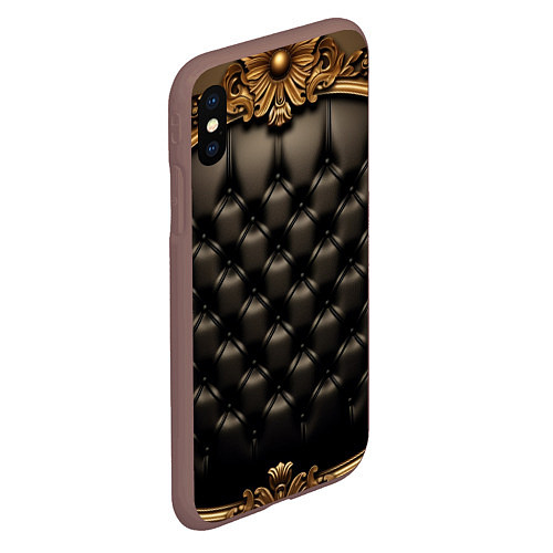 Чехол iPhone XS Max матовый Лакшери текстура из натуральной кожи / 3D-Коричневый – фото 2