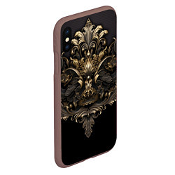 Чехол iPhone XS Max матовый Объемные старые классические узоры, цвет: 3D-коричневый — фото 2