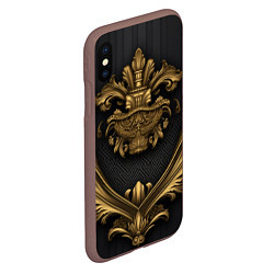 Чехол iPhone XS Max матовый Золотая корона с узорами, цвет: 3D-коричневый — фото 2