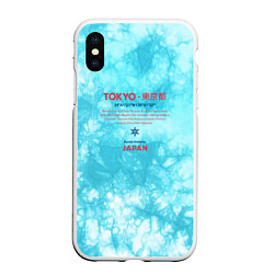 Чехол iPhone XS Max матовый Tokyo: tie-dye azure, цвет: 3D-белый