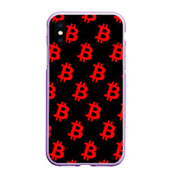 Чехол iPhone XS Max матовый Bitcoin red logo money, цвет: 3D-сиреневый