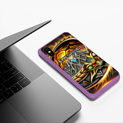 Чехол iPhone XS Max матовый Elden Ring лого и волшебное золотое кольцо, цвет: 3D-фиолетовый — фото 2