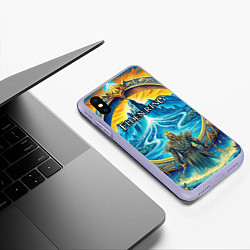 Чехол iPhone XS Max матовый Elden Ring лого и волшебное золотое кольцо, цвет: 3D-светло-сиреневый — фото 2