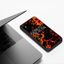 Чехол iPhone XS Max матовый Goblin Slayer red lava, цвет: 3D-черный — фото 2