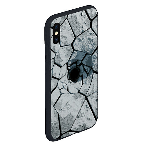 Чехол iPhone XS Max матовый Расколотая каменная воронка / 3D-Черный – фото 2