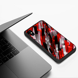 Чехол iPhone XS Max матовый Черно-красно-белые наклонные блоки, цвет: 3D-черный — фото 2