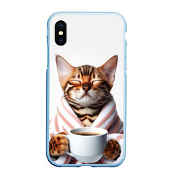 Чехол iPhone XS Max матовый Котик в халате, цвет: 3D-голубой