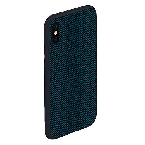 Чехол iPhone XS Max матовый Текстурированный чёрно-бирюзовый / 3D-Черный – фото 2