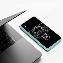 Чехол iPhone XS Max матовый Оскал пантеры - нейросеть, цвет: 3D-мятный — фото 2
