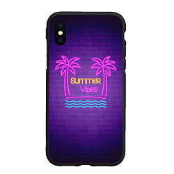 Чехол iPhone XS Max матовый Неоновые пальмы summer vibes, цвет: 3D-черный