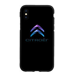 Чехол iPhone XS Max матовый Citroen logo neon, цвет: 3D-черный