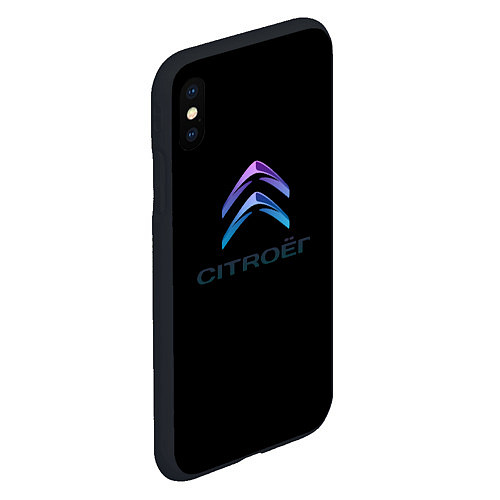 Чехол iPhone XS Max матовый Citroen logo neon / 3D-Черный – фото 2