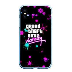 Чехол iPhone XS Max матовый GTA winter neon, цвет: 3D-голубой