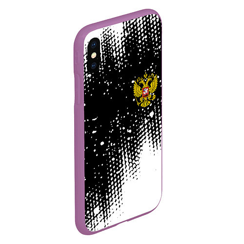 Чехол iPhone XS Max матовый Герб Росси краски / 3D-Фиолетовый – фото 2