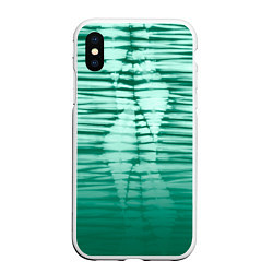 Чехол iPhone XS Max матовый Tie-dye green stripes, цвет: 3D-белый