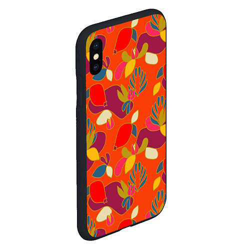 Чехол iPhone XS Max матовый Яркие ягодки-листочки / 3D-Черный – фото 2