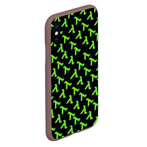 Чехол iPhone XS Max матовый Half life green logo / 3D-Коричневый – фото 2