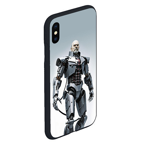 Чехол iPhone XS Max матовый Cyber Lenin - ai art / 3D-Черный – фото 2