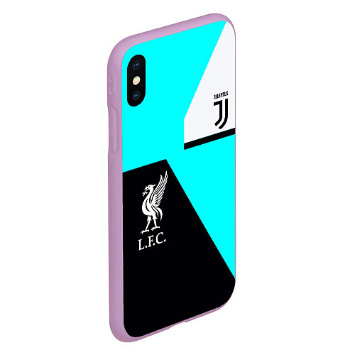 Чехол iPhone XS Max матовый Juventus x Liverpool geometry / 3D-Сиреневый – фото 2