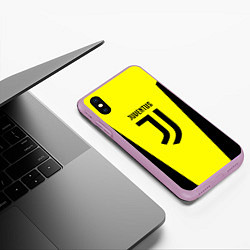 Чехол iPhone XS Max матовый Juventus sport geometry yellow, цвет: 3D-сиреневый — фото 2