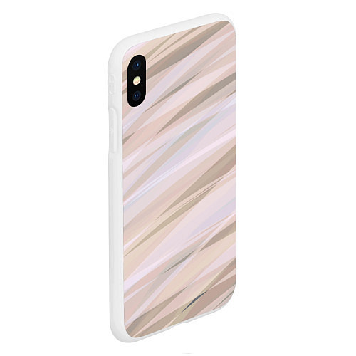 Чехол iPhone XS Max матовый Бежевый абстрактные полосы / 3D-Белый – фото 2