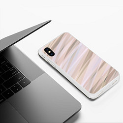 Чехол iPhone XS Max матовый Бежевый абстрактные полосы, цвет: 3D-белый — фото 2