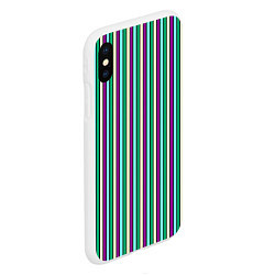 Чехол iPhone XS Max матовый Фиолетово-зелёный полосатый, цвет: 3D-белый — фото 2