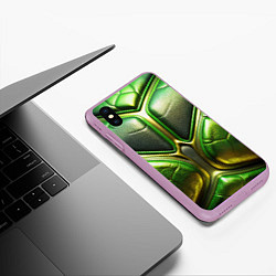 Чехол iPhone XS Max матовый Объемная зеленая текстурная кожа, цвет: 3D-сиреневый — фото 2