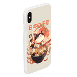 Чехол iPhone XS Max матовый Ramen and the cat, цвет: 3D-белый — фото 2