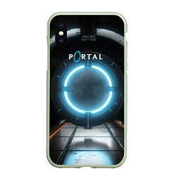 Чехол iPhone XS Max матовый Portal logo game, цвет: 3D-салатовый