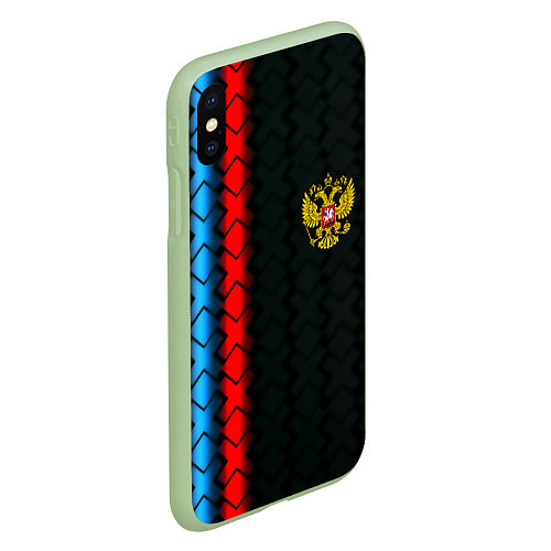 Чехол iPhone XS Max матовый Россия спорт герб / 3D-Салатовый – фото 2