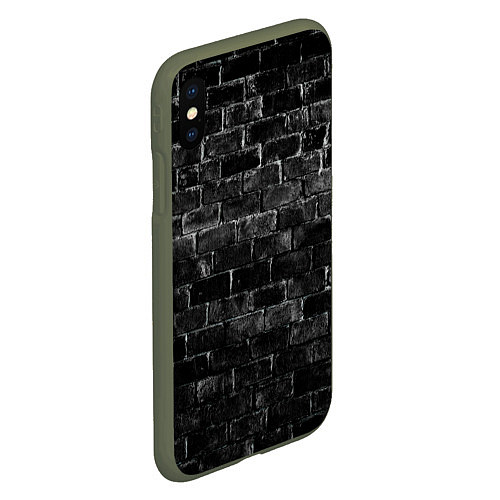 Чехол iPhone XS Max матовый Текстура темного кирпича / 3D-Темно-зеленый – фото 2