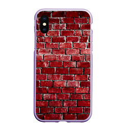 Чехол iPhone XS Max матовый Текстура красного кирпича, цвет: 3D-светло-сиреневый