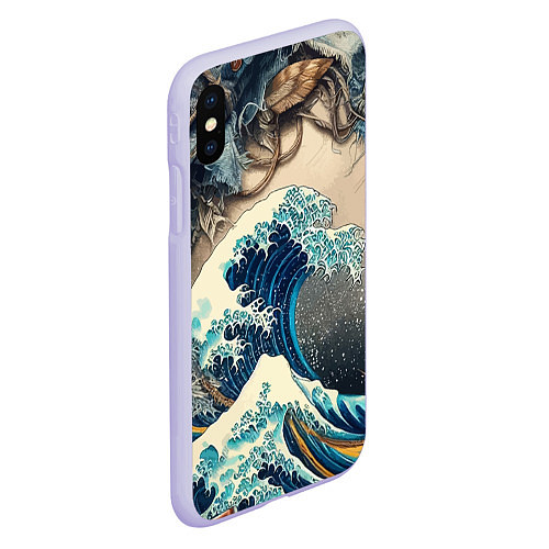 Чехол iPhone XS Max матовый Collage of all sorts of things and a wave / 3D-Светло-сиреневый – фото 2