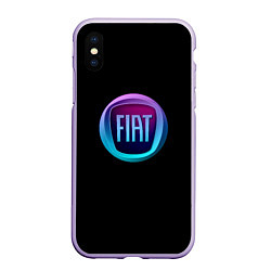 Чехол iPhone XS Max матовый FIAT logo neon, цвет: 3D-светло-сиреневый