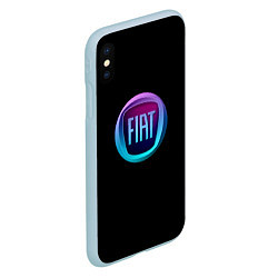 Чехол iPhone XS Max матовый FIAT logo neon, цвет: 3D-голубой — фото 2