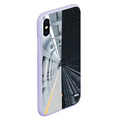 Чехол iPhone XS Max матовый Метро Москвы / 3D-Светло-сиреневый – фото 2