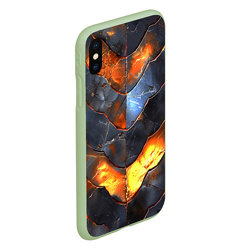 Чехол iPhone XS Max матовый Горящая чешуя / 3D-Салатовый – фото 2